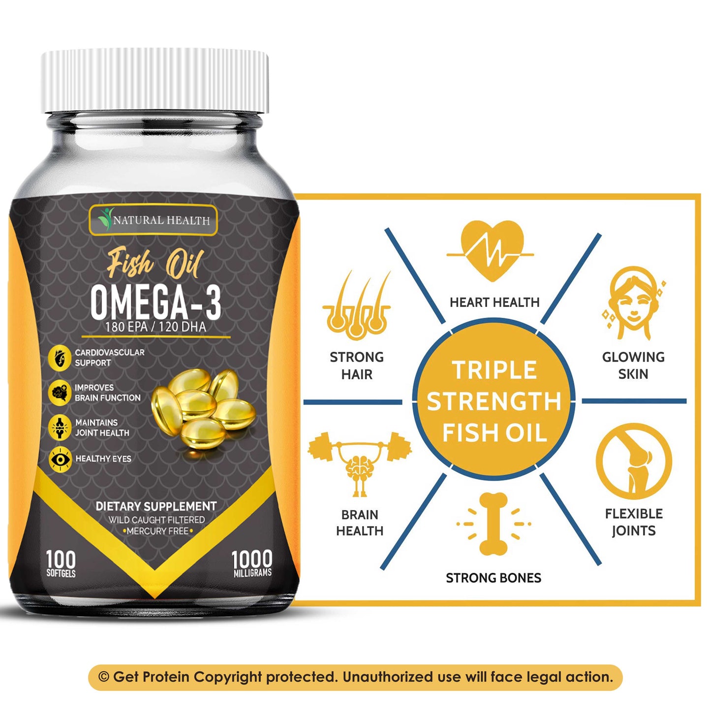Natural Health Omega 3 Fish Oil - 100 Gels
